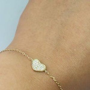Real .925 Sterling Silver GP Heart Bracelet